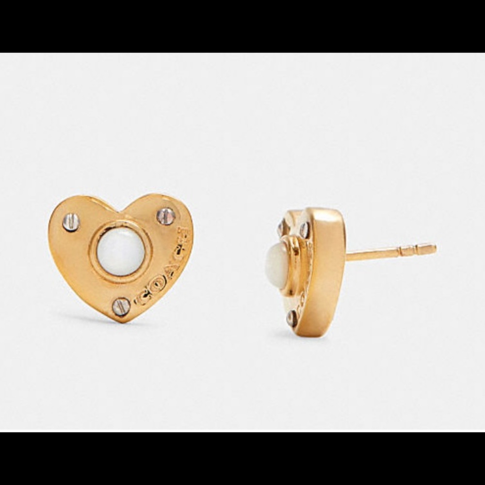 COACH Pearl Heart Padlock Earrings